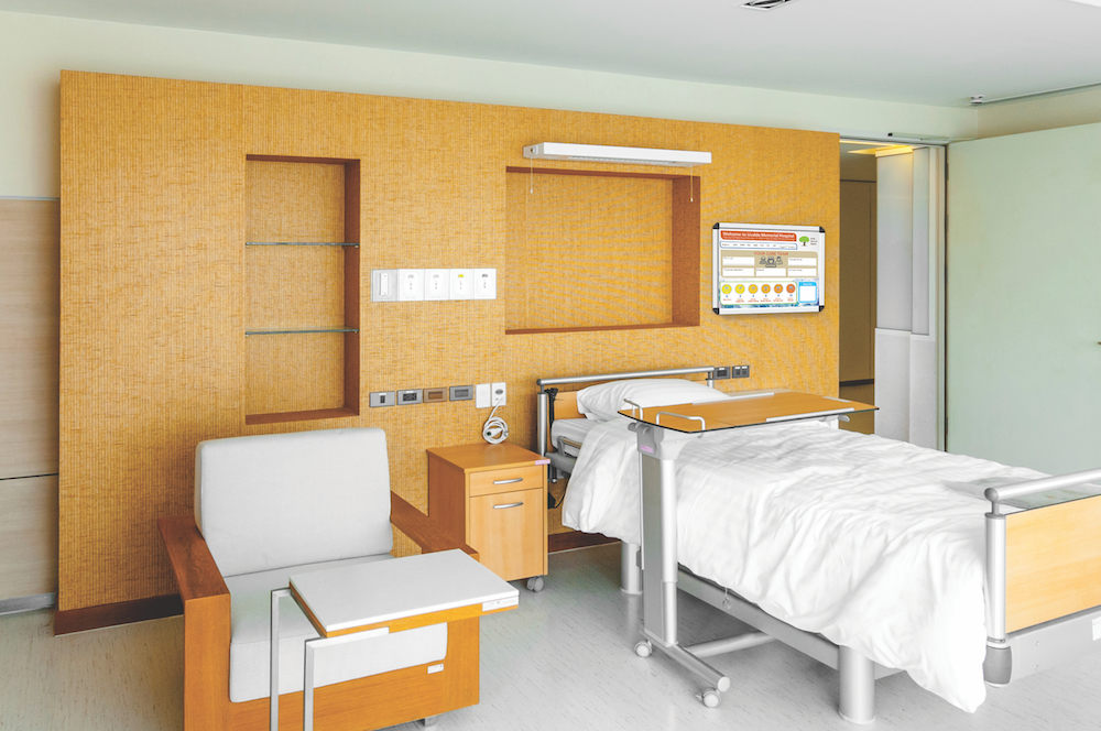 hospital whiteboard in patient room